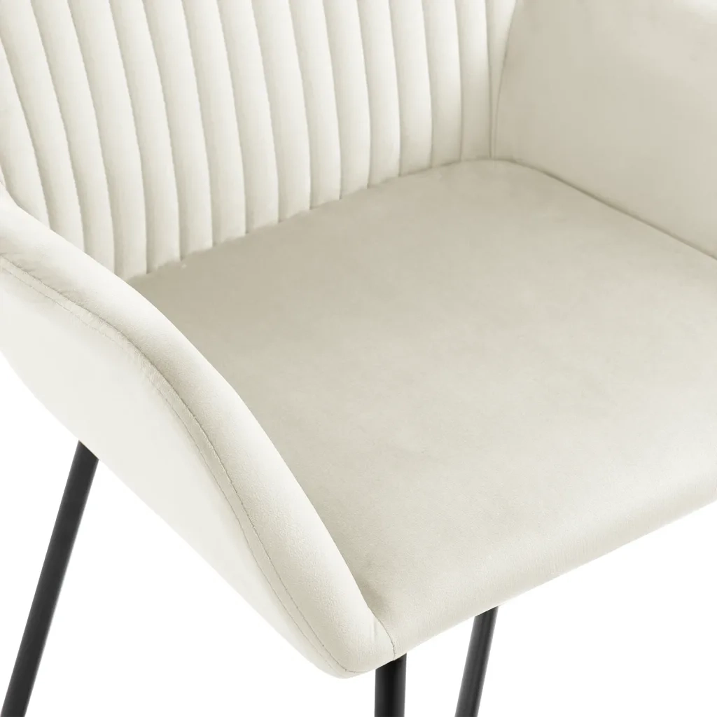 Sedie da Pranzo 4 pz Crema in Velluto cod mxl 68140