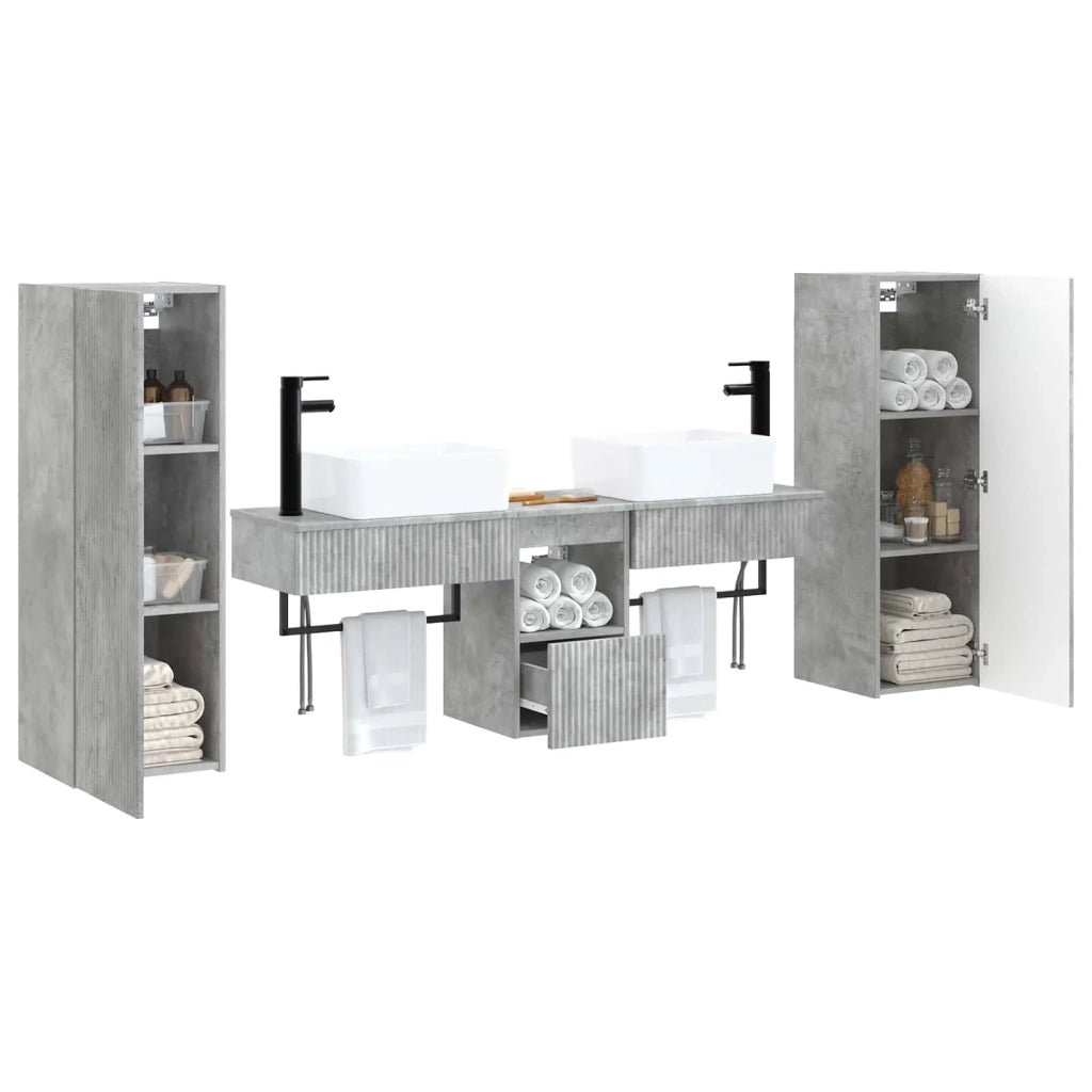 Set di mobili per il bagno 5 pz Grigio Cemento 3405976