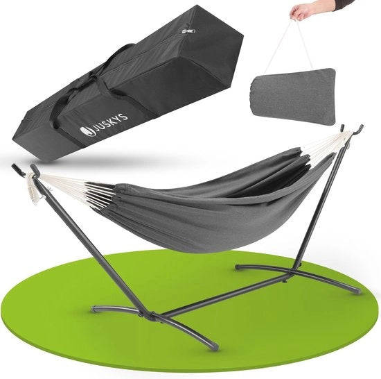 Hangmat a doppia rete con struttura per 2 persone - Indoor & Outdoor - Sostenibile fino a 200 kg