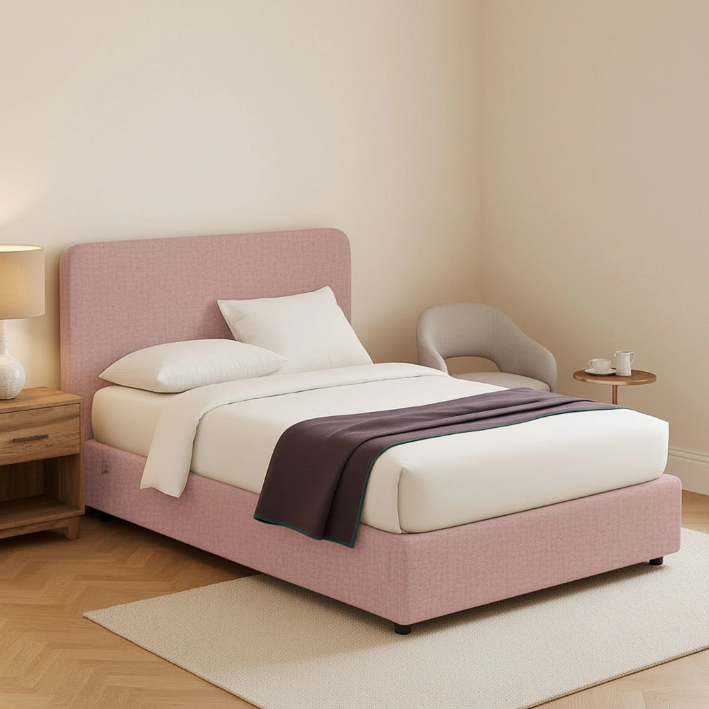 Poole, Letto Piazza e Mezza Sfoderabile Made in Italy, Rosa