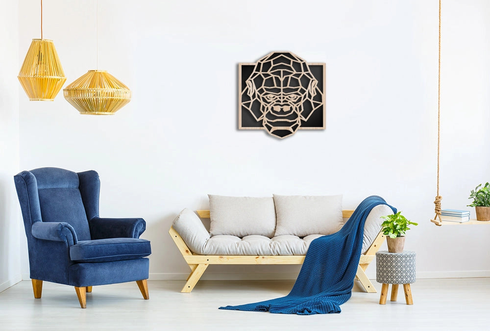 GORILLA - Quadro arredo LASERCUT composito Legno e PVC Misura: 40x40 cm