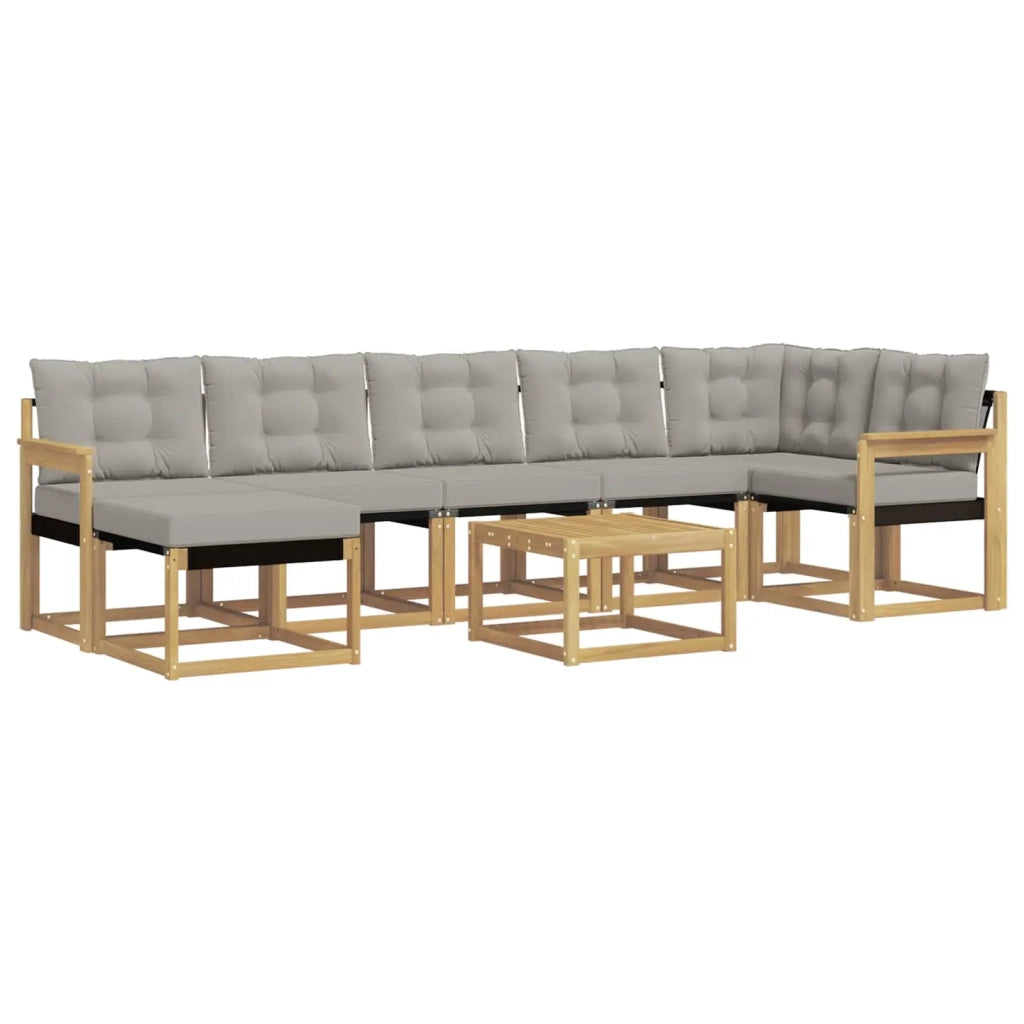 Set di divani da esterno 8 pcs Bianco e Grigio Chiaro