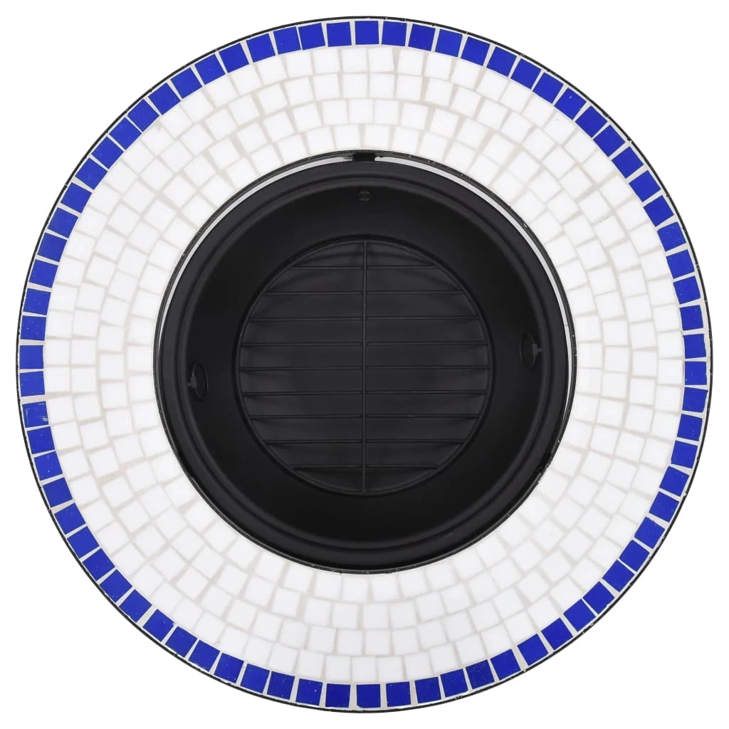 Caminetto mosaico 68 cm ceramica blu e bianca 02_0005980