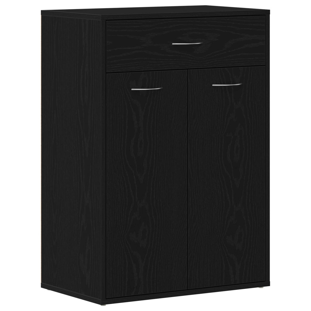 Armadio Scarpe  Nero Rovere 60x35x84 cm in Legno Ingegnerizzato