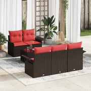Set Divano da Giardino 6 pcs Beige e Rosso polyrattan
