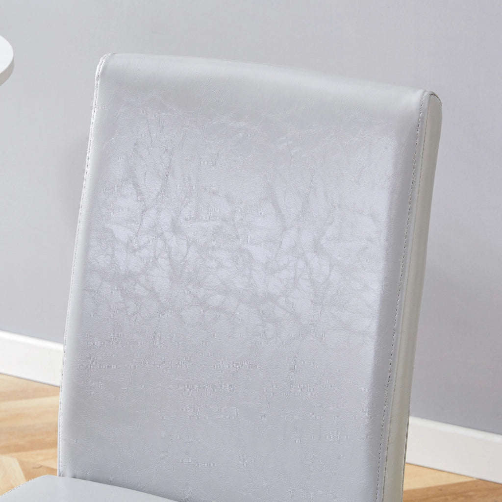 Set 4 Sedie da Pranzo ¨C MINIMAL ¨C Grigio Chiaro, Similpelle, Gambe in Metallo Argento