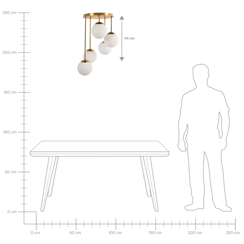 Lampadario a 5 luci con paralume moderno ottone Riana