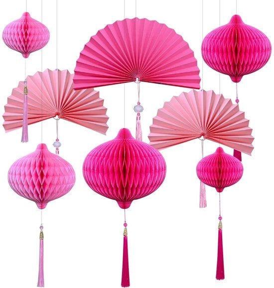 Set di Decorazione - Set di Papier Faccia - Pompon - Decorazione per Feste - Matrimoni - Compleanni - Carta di Alta Qualità