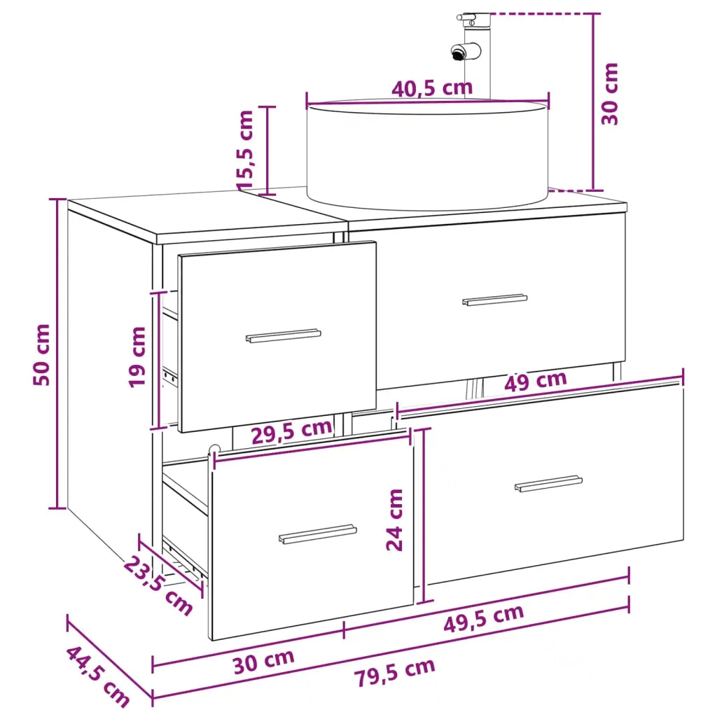 Set di mobili per il bagno 2 pz Legno antico 3404014