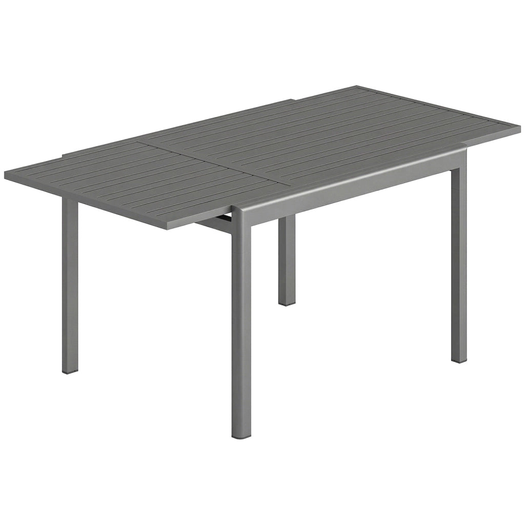 Tavolo da Giardino Allungabile 110-170x90x75 cm per 6-8 Persone con Piano a Doghe in Alluminio Grigio Scuro