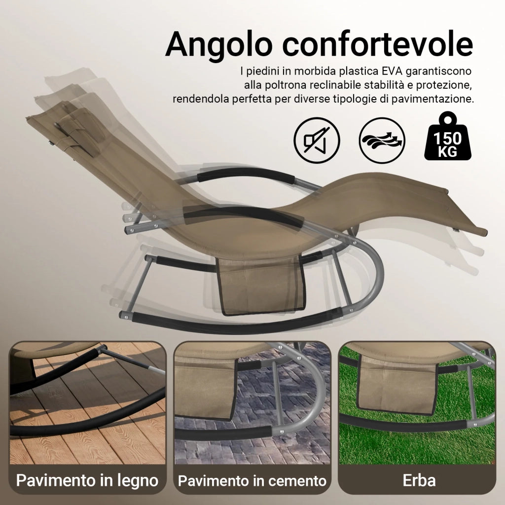 SoBuy 2 x Sdraio a dondolo con poggiatesta 63x150x87cm OGS28-BRX2