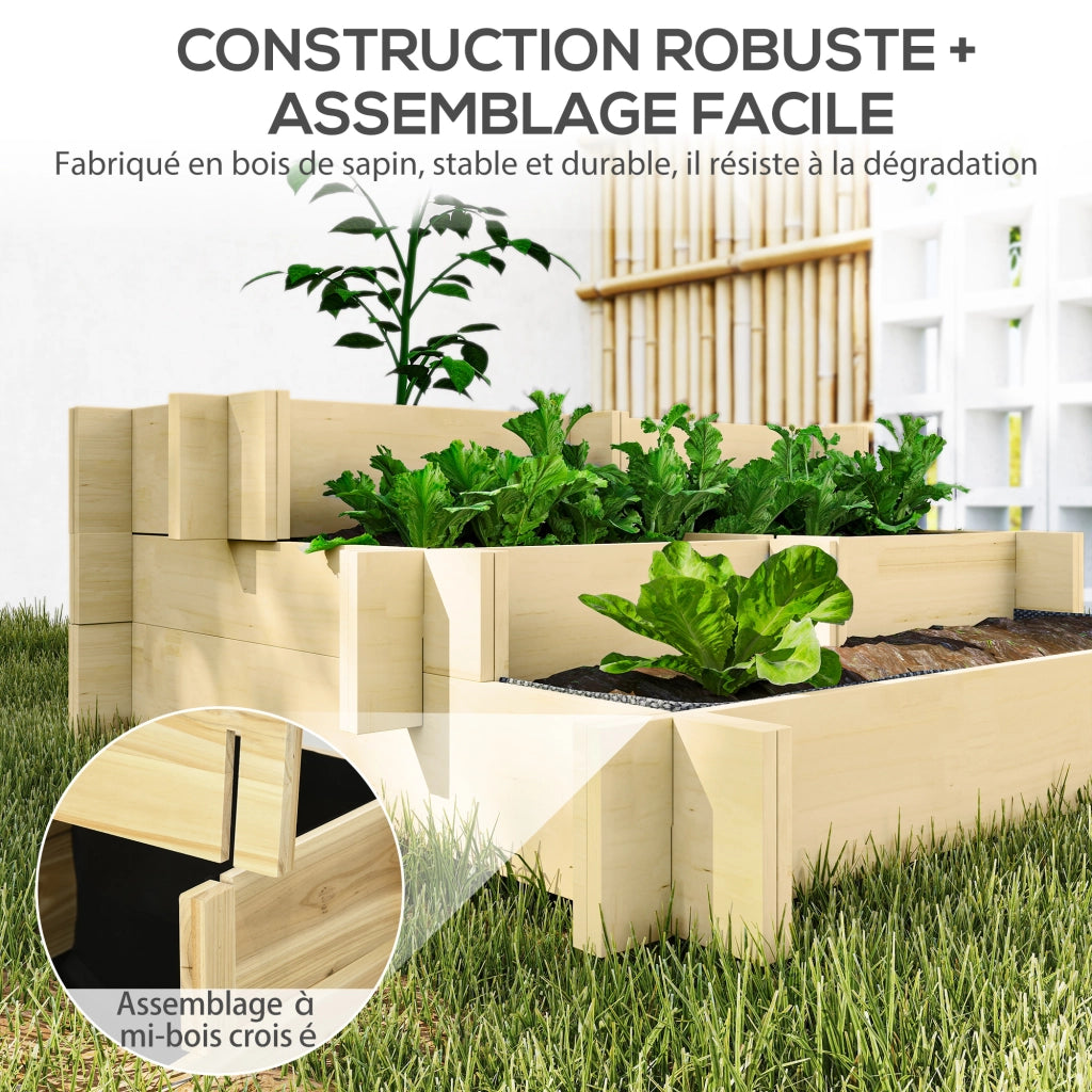 Giardiniere a 3 Livelli ¨C zephmum ¨C Legno Massello 93x93x35 cm