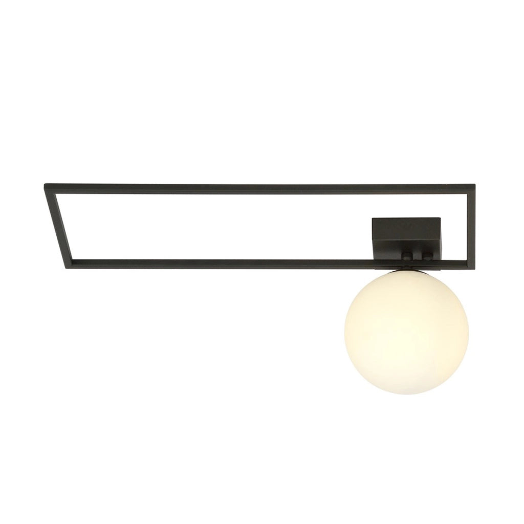 Lampada a parete IMAGO in acciaio nero opaco e vetro opale