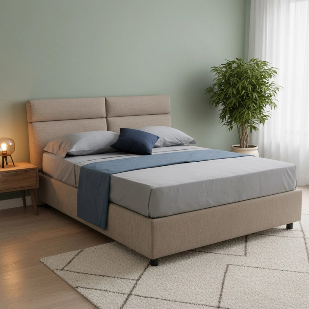 Letto Matrimoniale Alcatron, Letto Matrimoniale Sfoderabile Made in Italy, Grigio Tortora\