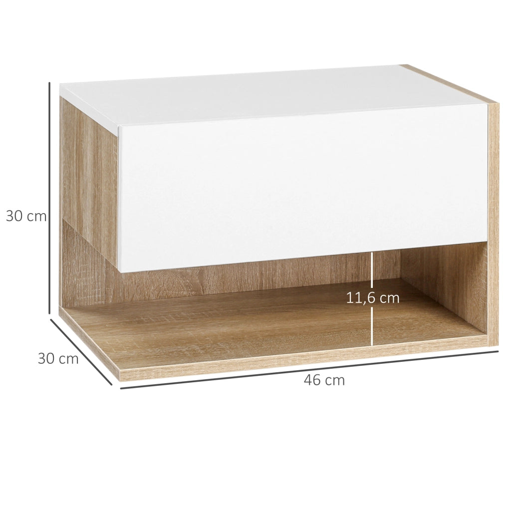Tavolini da notte ¨C zephmum ¨C 2 pezzi, effetto rovere bianco, con cassetto e ripiano