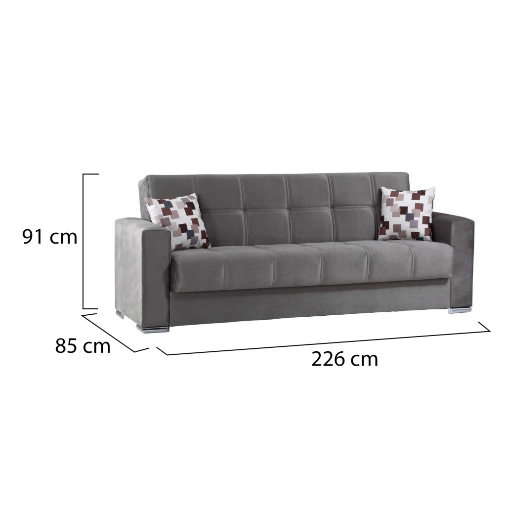 Arbano, Divano Letto 3 Posti Contenitore, 85x226 cm Nero