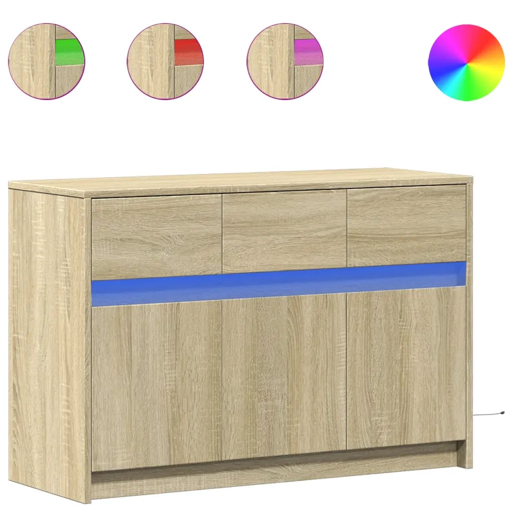 Mobile Porta TV con LED Rovere Sonoma 91x34x61 cm in Truciolato 852182