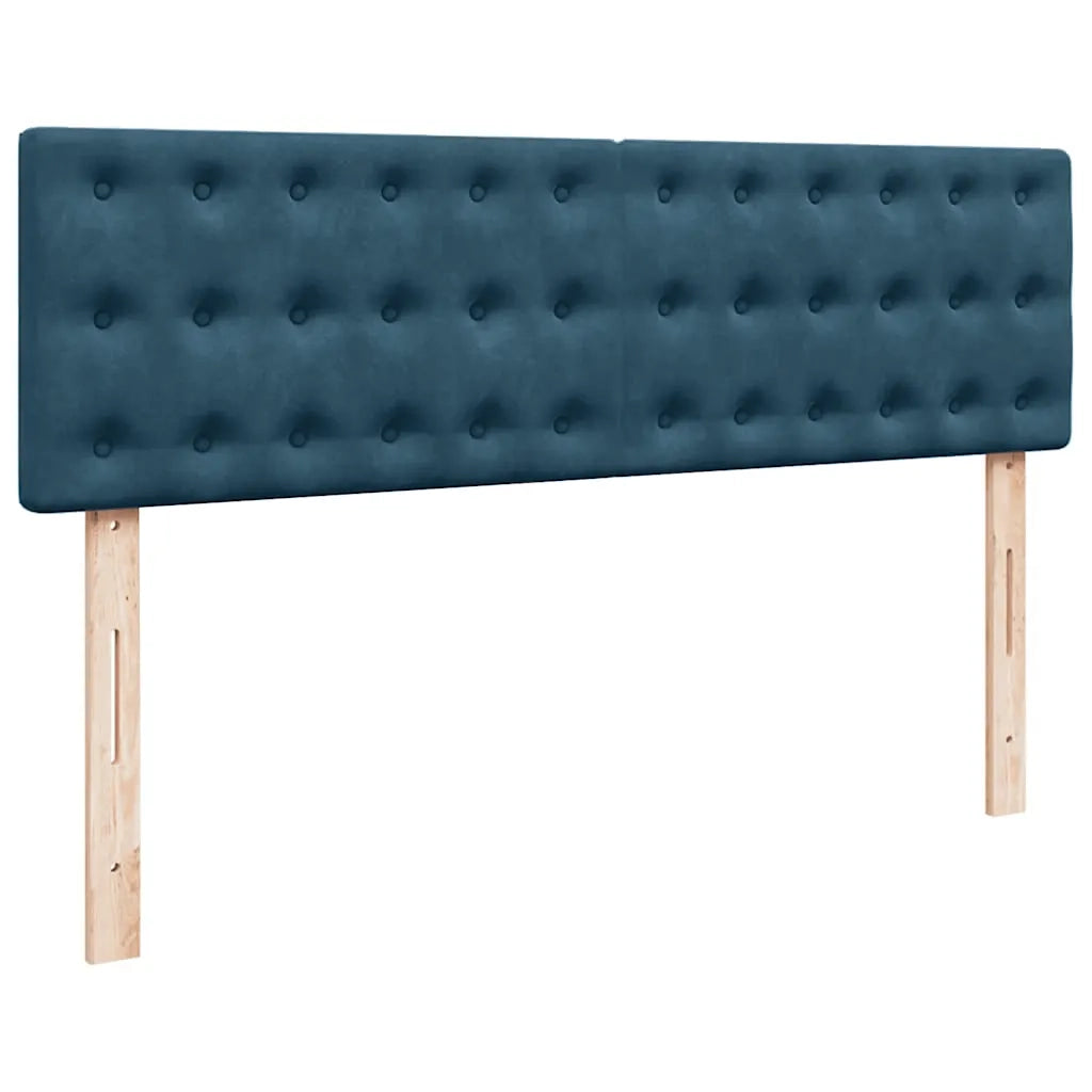 Struttura Letto Pouf con Materasso Blu 140x200cm in Velluto