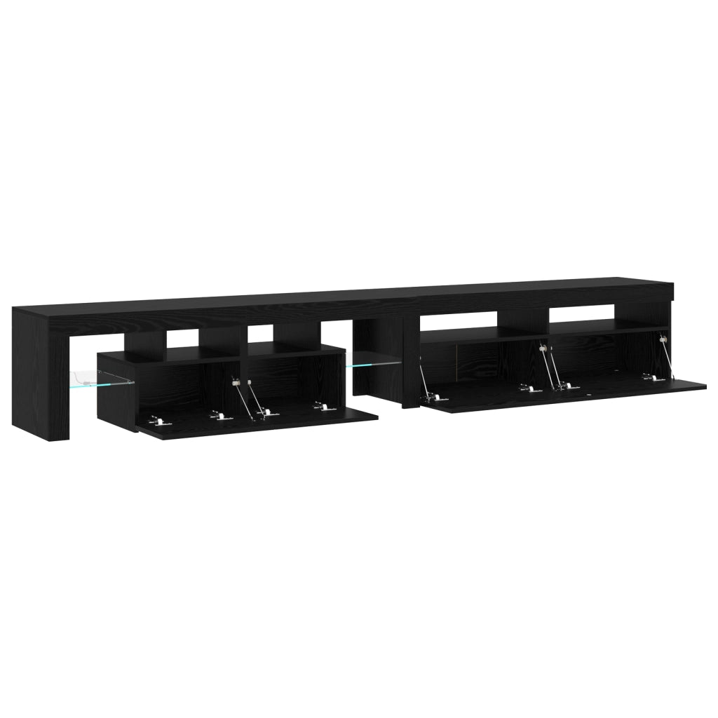 Mobile TV  2 pz con luci LED legno ingegnerizzato rovere nero