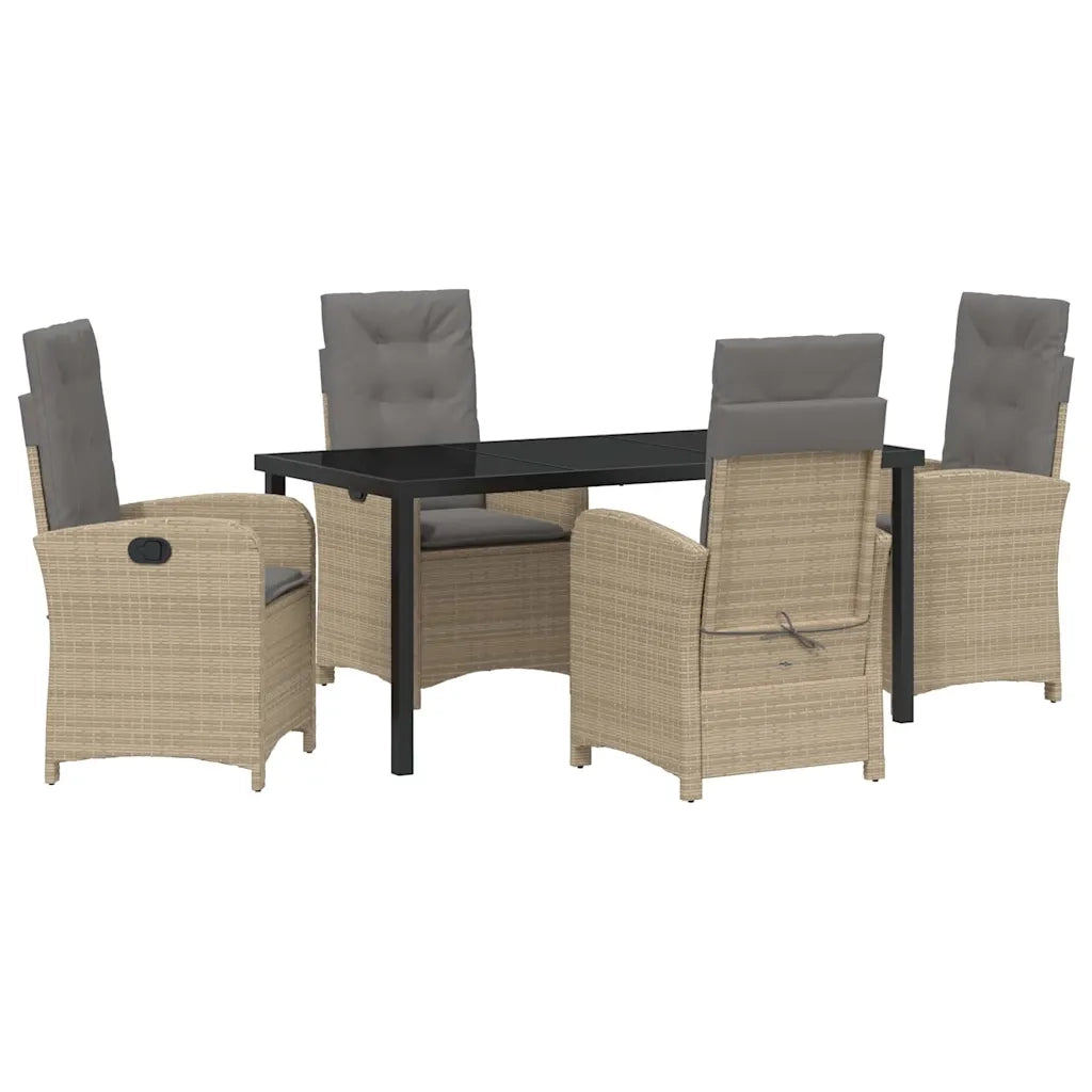 Set da Pranzo per Giardino con cuscino 5 pcs Beige polyrattan 3380291