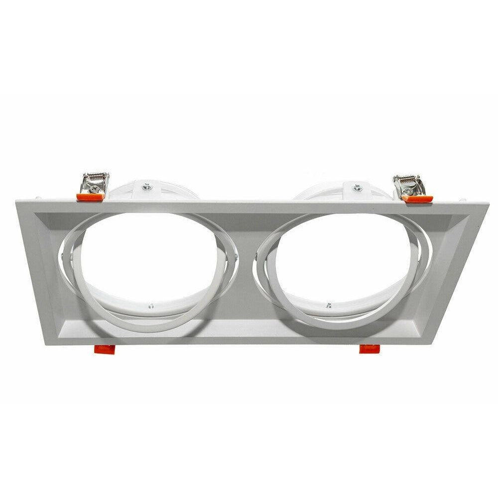 Trade Shop - Porta Faretto Incasso Doppio Faretto Ar111 Rettangolare Orientabile P-ar111-2 -