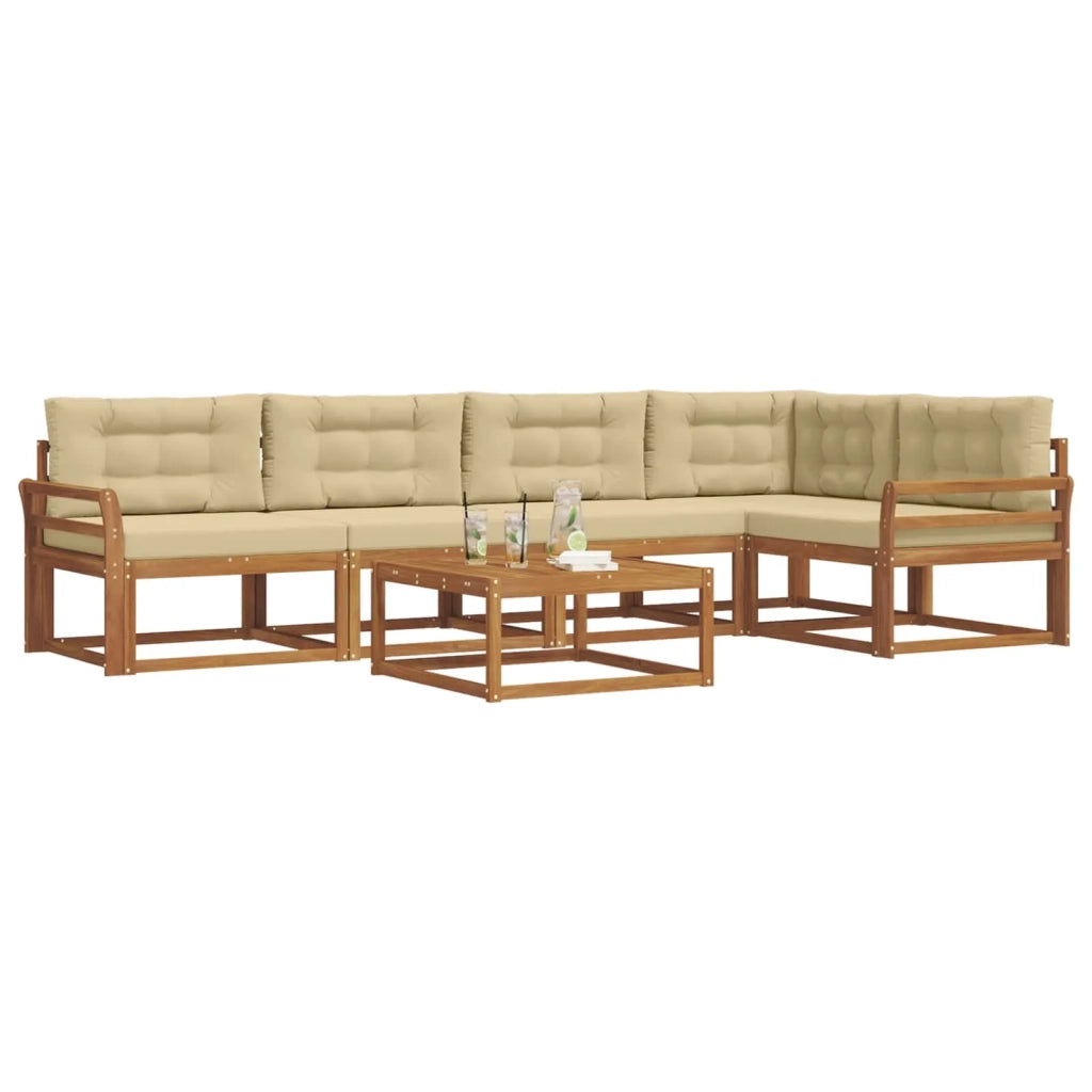 Set di divani da esterno con cuscino 6 pcs Naturale e Beige