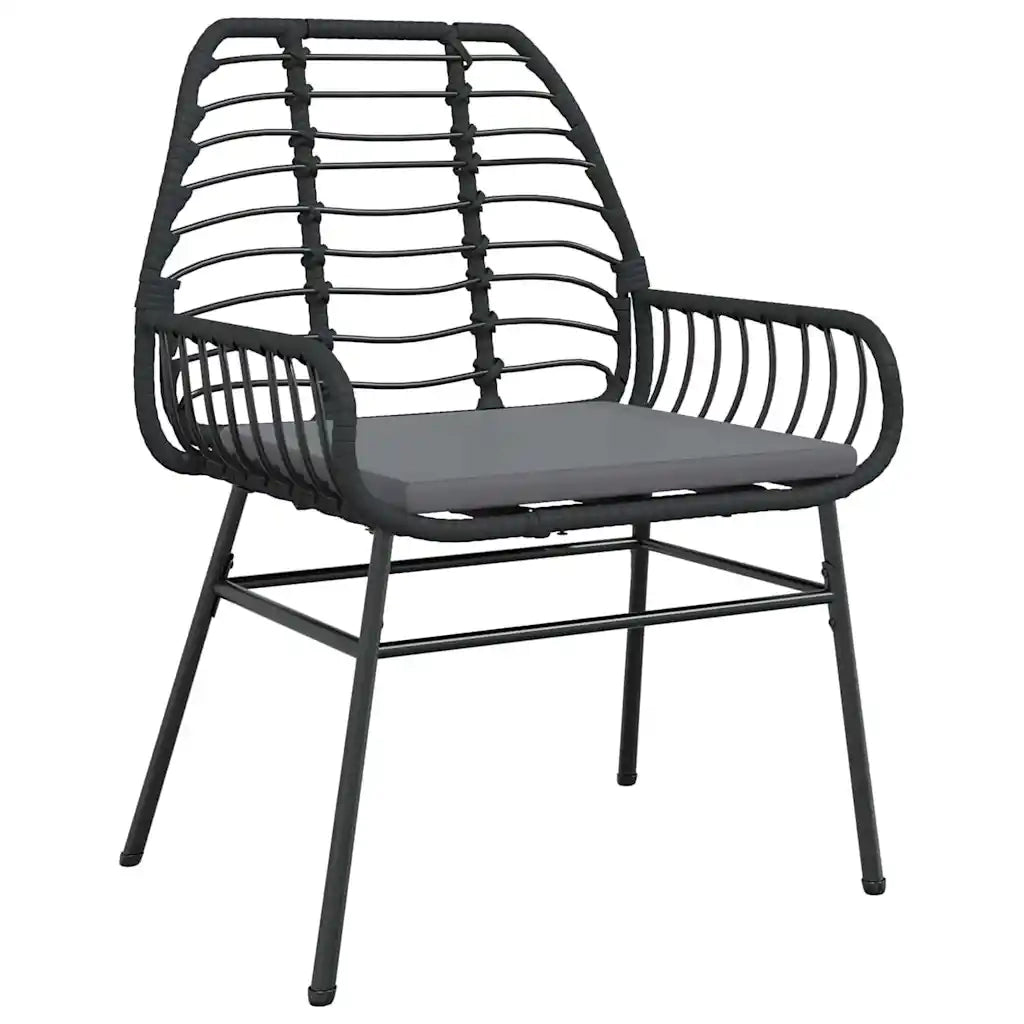 Set da Pranzo per Giardino 5 pcs Nero polyrattan