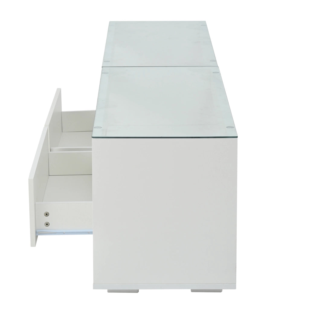 Mobile TV LED lucido bianco 180x40x46 cm con 2 cassetti