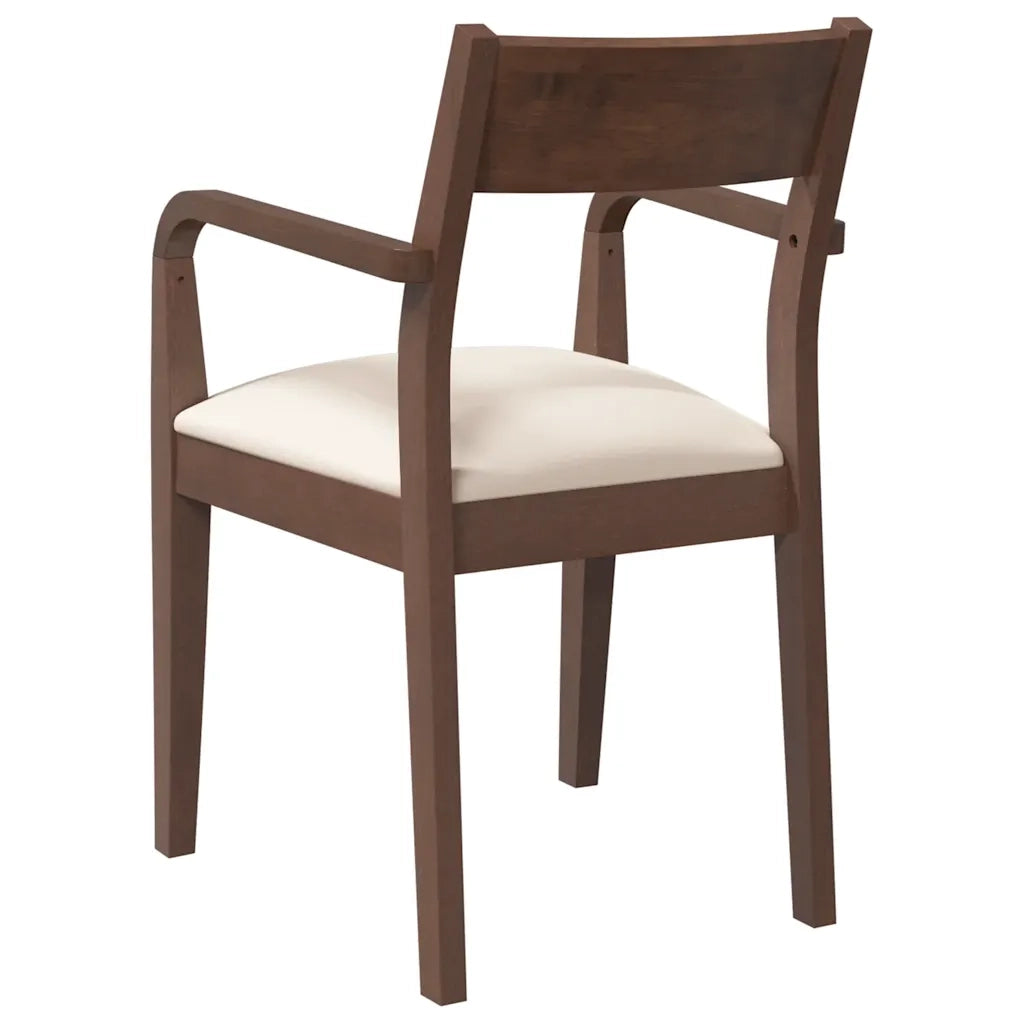 Sedie da Pranzo con Cuscini 2pz Marrone Legno Massello di Hevea 4102507