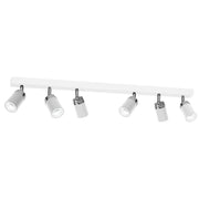 Plafoniera barra 6 faretti orientabili bianco/cromo GU10 Reno