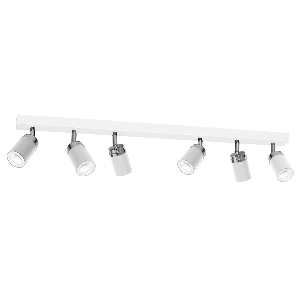 Plafoniera barra 6 faretti orientabili bianco/cromo GU10 Reno