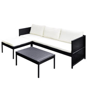 Set Divani da Giardino 3 pz | Set Salotto da Giardino con Cuscini in Polyrattan Nero