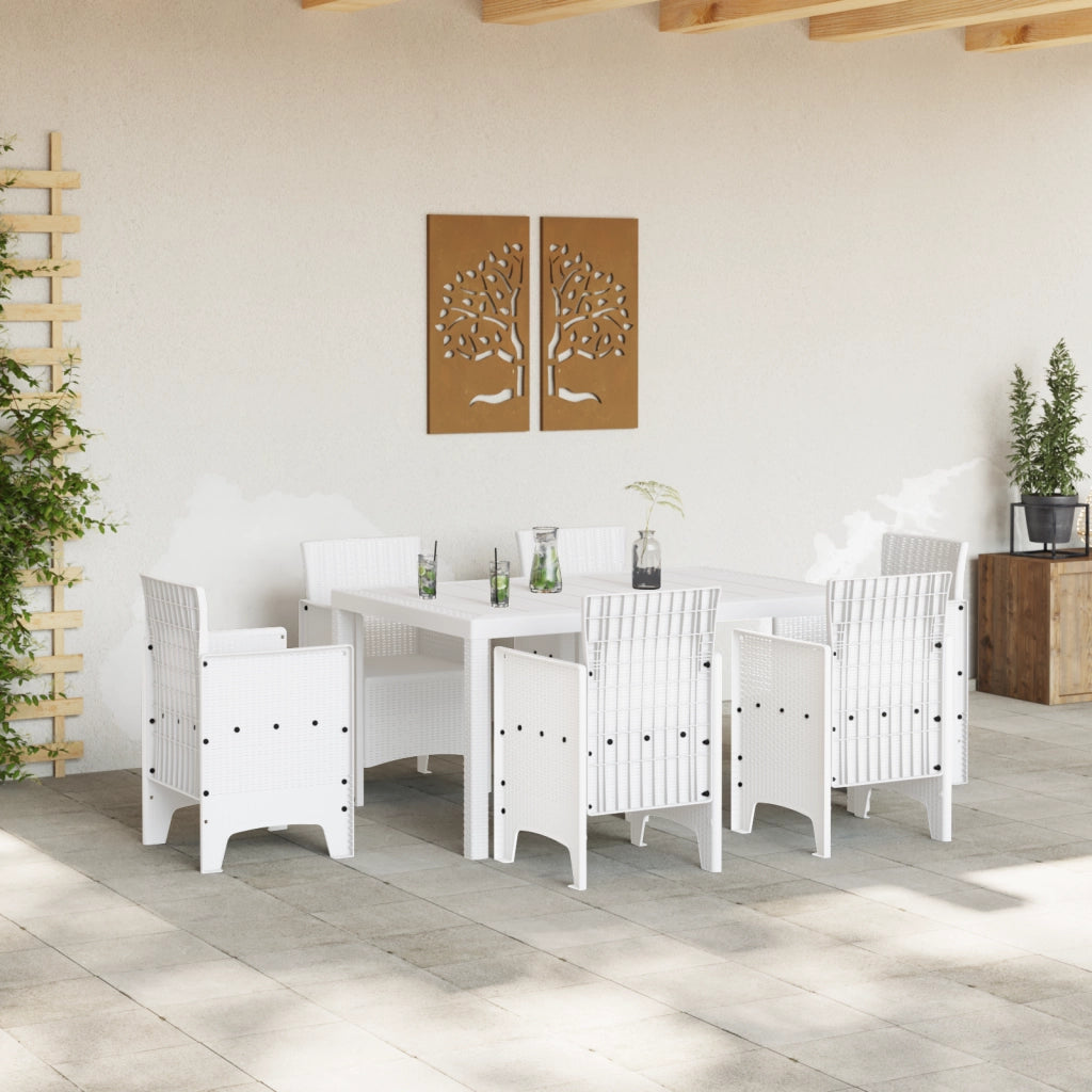 Tavolo da Giardino Bianco 150x100x73 cm in Polyrattan