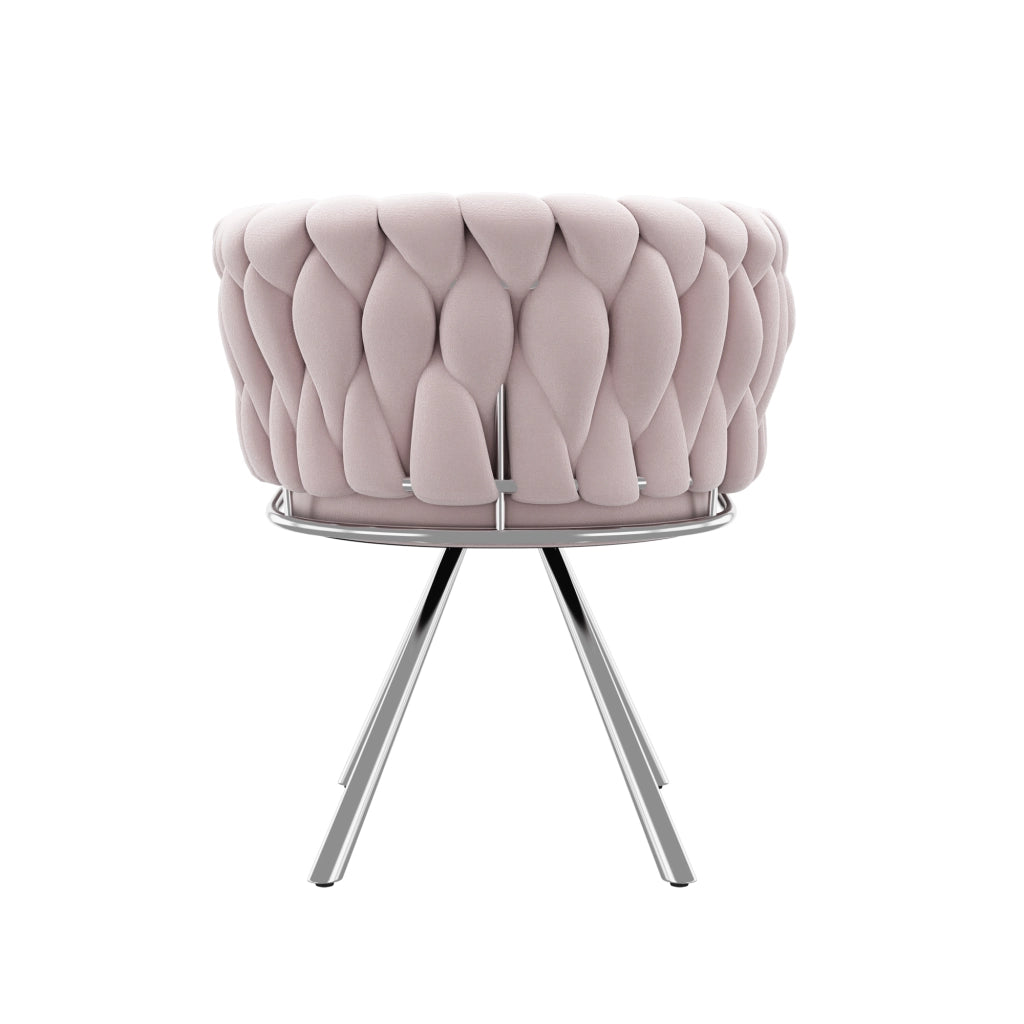 Sedia girevole con schienale ergonomico e imbottitura, Design moderno, in velluto, Rosa