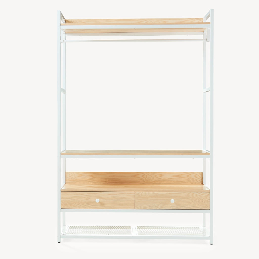 Armadio Aperto Isen per Guardaroba 180 x 120 x 40 cm - Effetto Rovere / Bianco [en.casa]