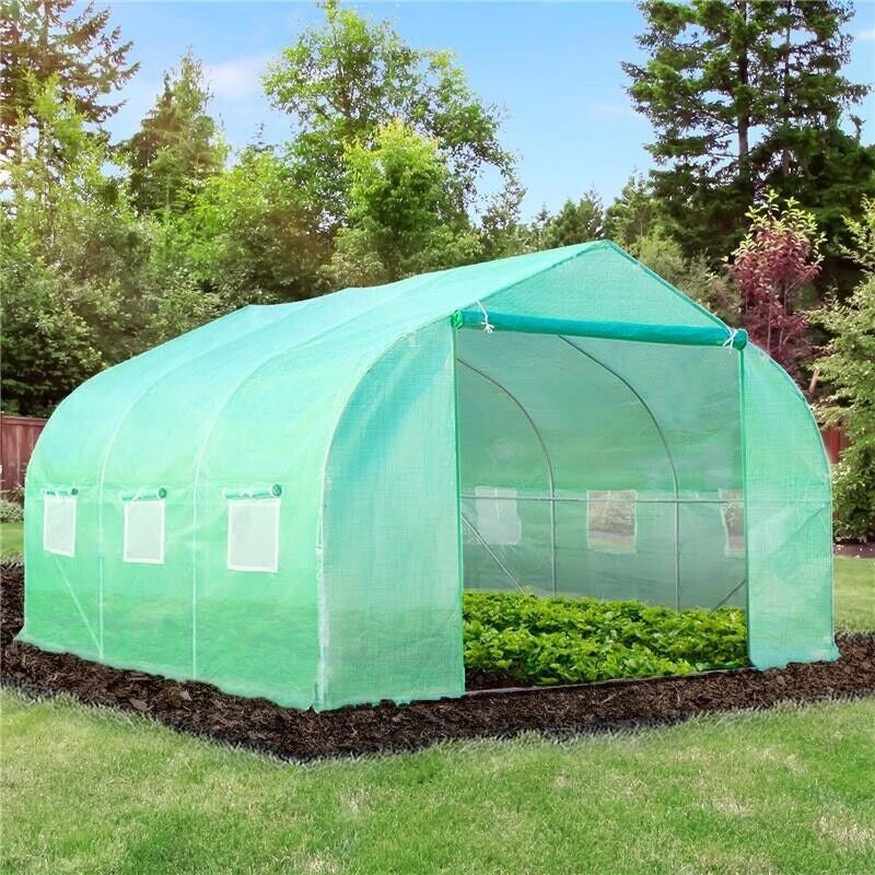 SERRA DA GIARDINO 3.5X3X2 M SERRA CON TETTO A SPIOVENTE IN PE PER PIANTE VERDE
