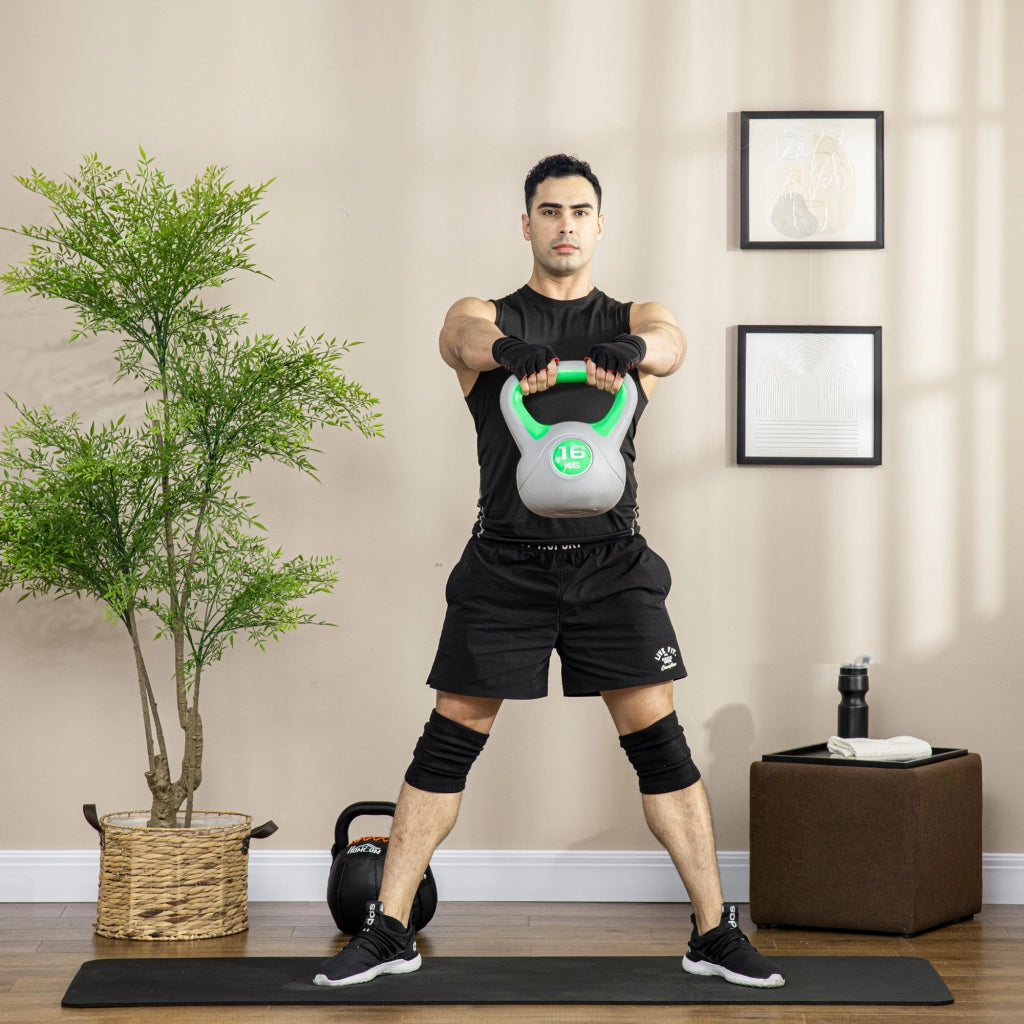 Kettlebell 16kg ¨C zephmum ¨C Verde sabbia PU 27x17x31 cm