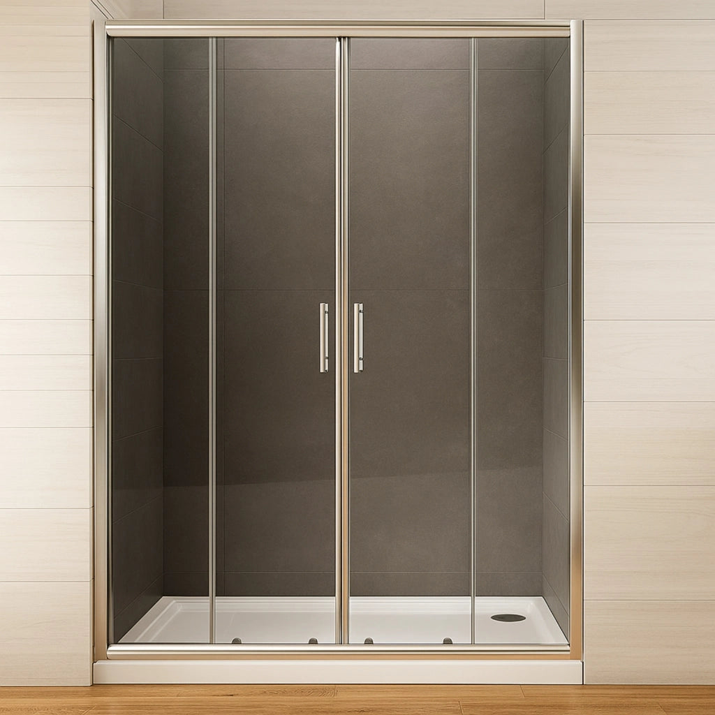 Porta doccia scorrevole slide4 per nicchia quattro ante cristallo trasparente *** misure 160-166 x h190 cm trasparent...