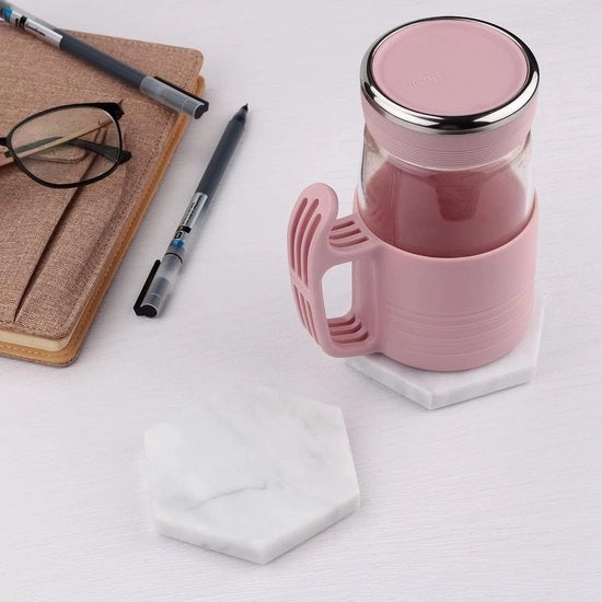Sostegni per Vassoio in Marmo Bianco - Antiscivolo e Impermeabile - Set da 6 - Sostegni per Vassoio in Vetro - Adatto per Casa, Ufficio e Feste