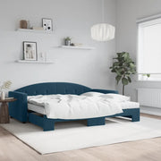 Divano Letto Estraibile con Materassi Blu 90x200 cm Velluto 3197324