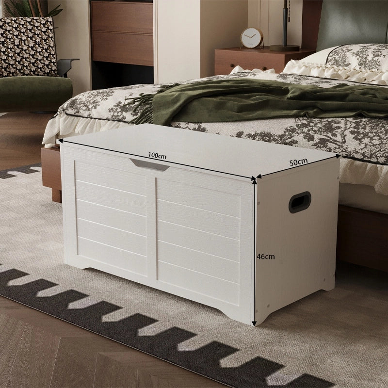 GRANDE CASSA DI LEGNO PER CONSERVARE Coperte BIANCA BAULETTO PER BIANCHERIA DA LETTO