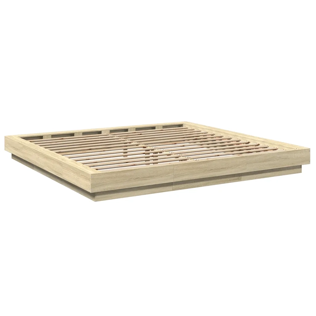 Giroletto Luci LED-Struttura Letto con LED Rovere Sonoma 180x200 cm Legno Multistrato 612259