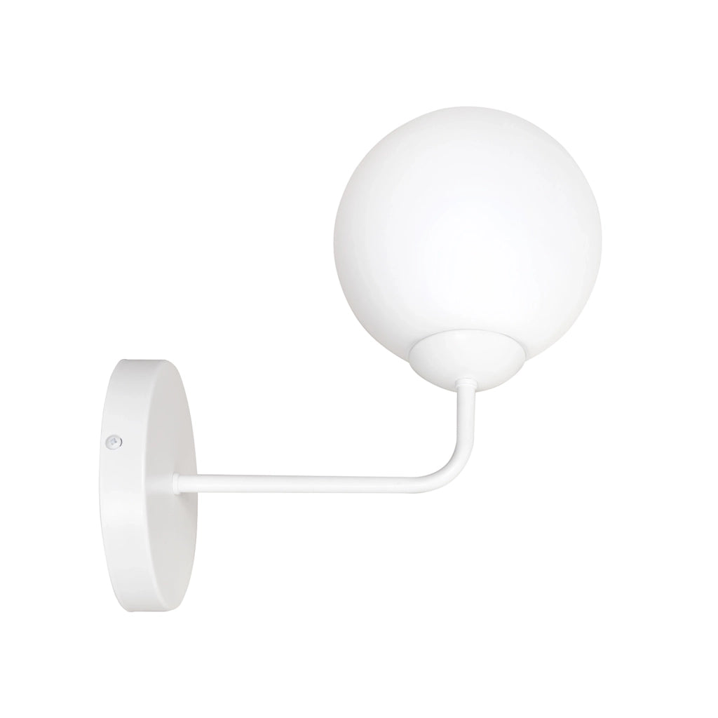 Applique Moderna 1 Luce Susanoo In Acciaio Bianco E Vetro A Sfera Bianco