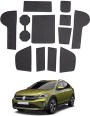 Accessori per interni compatibili con VW Taigo/Nivus/Life/Style/R-Line 2021 2022 2023 2024, becheretta con supporto antiscivolo in gomma per interni, accessori per interni gommati, mattonelle gommate per interni, accessori per interni (nero)