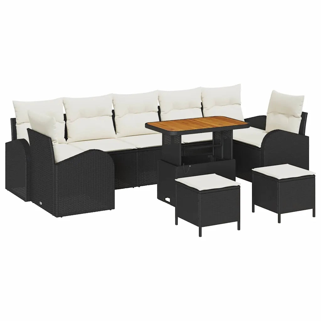 Set Divano da Giardino con cuscino 10 pcs Nero polyrattan 3362380