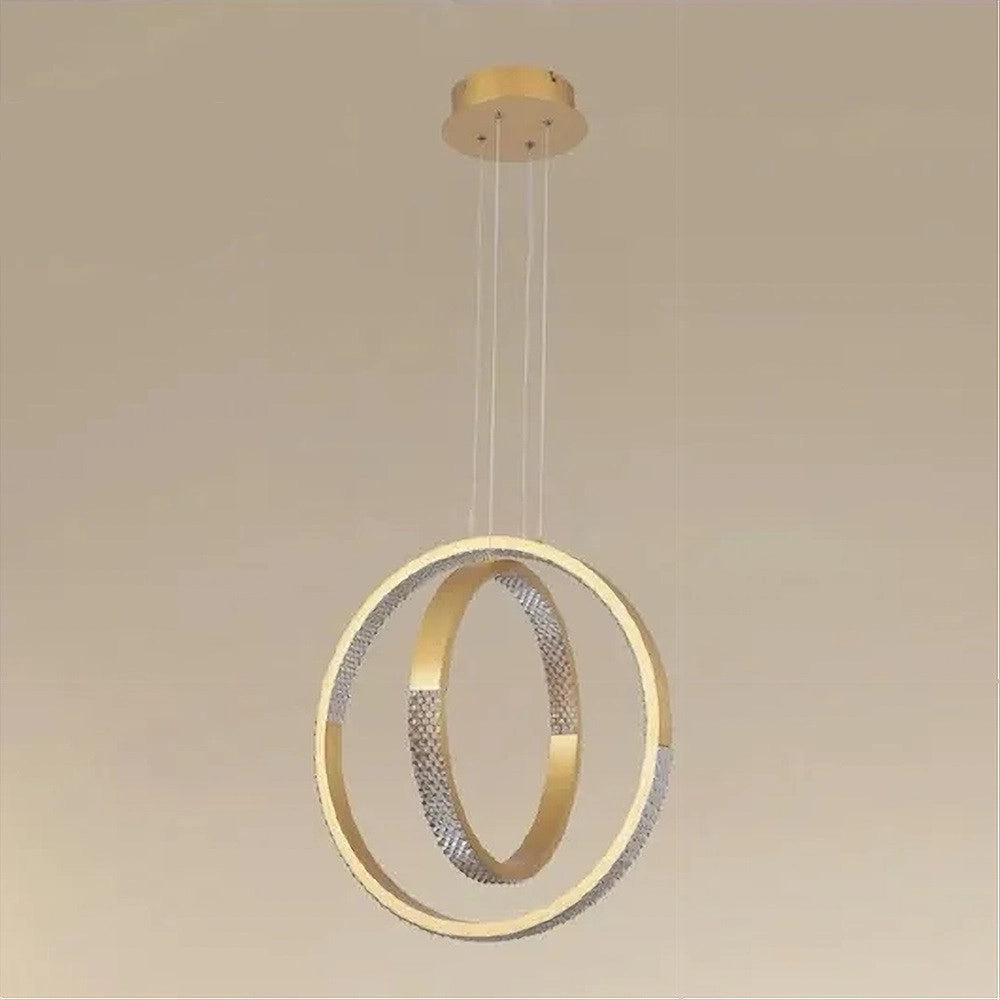 Trade Shop - Lampadario A Sospensione Led 64 W Circolare Effetto Cristallo Moderno Oro 32170 -