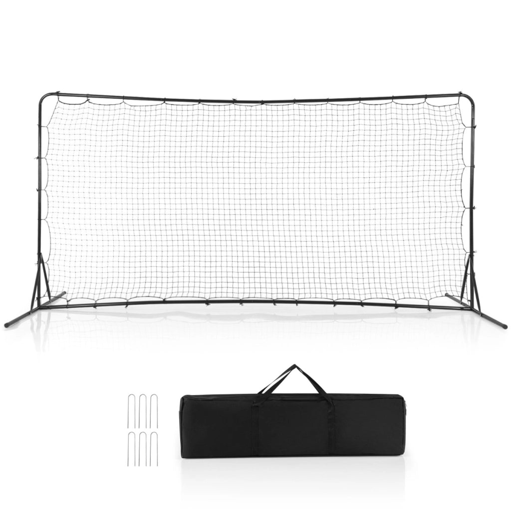 Reti da calcio rimbalzanti 372,5x182,5cm, Set di attrezzature da calcio con rete resistente alle intemperie Nero-Ricreazione outdoor
