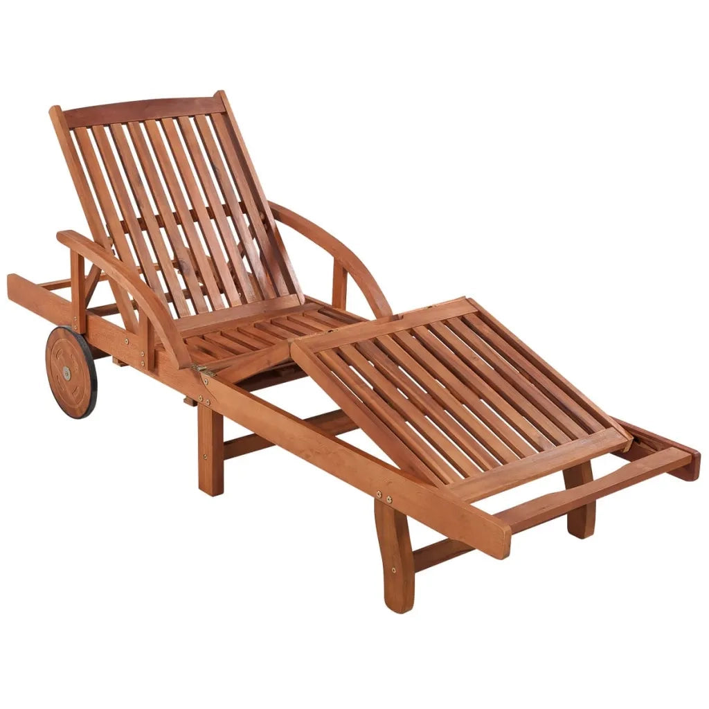 Lettino Prendisole con Tavolo in Legno Massello di Acacia 42594