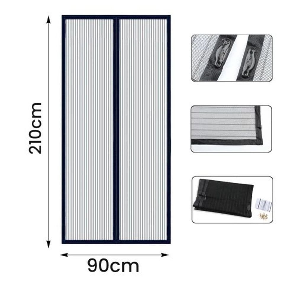 Trade Shop - Tenda Zanzariera Porte Balconi Insetti Zanzare Magnetica Nera Da 90 X 210 Cm 616220 -