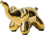 Scultura di Elefante in Ballo - Decorazione Ceramica d'Oro per Ambiente Estetico e Tavola, Decorazione per Salotto e Ufficio